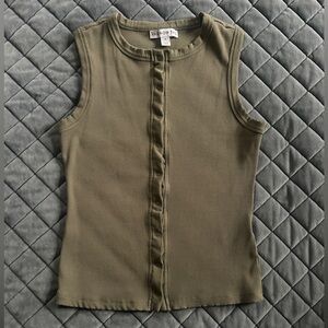 Olive Button-Front Tank Top